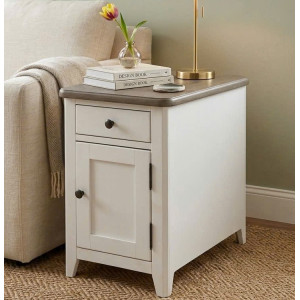 P2728-32 : Tủ Góc , Tủ Trang Trí - Màu Trắng + Nâu